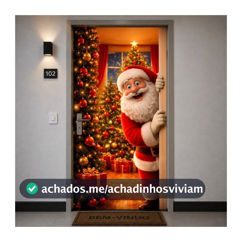 Capa para Porta Papai Noel | Decoração de Natal | Tecido Premium | 85x210cm | Vários Modelos