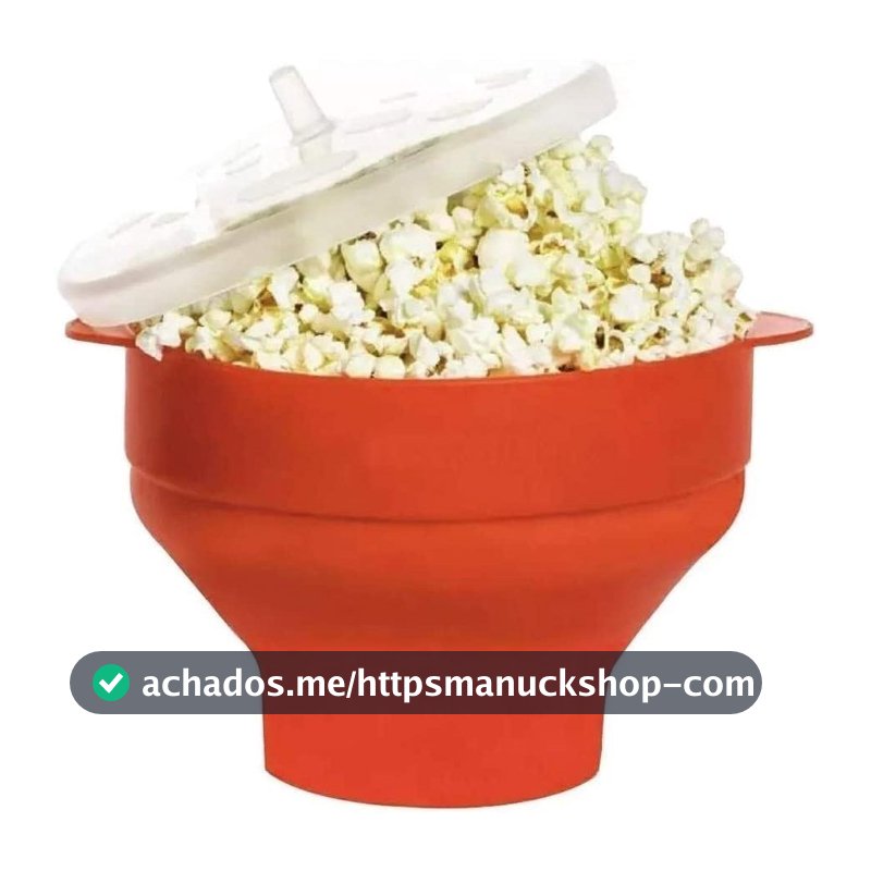 Pipoqueira Grande Para Micro-ondas Sem Óleo Balde Pipoca Silicone Redonda Com Tampa Livre BPA