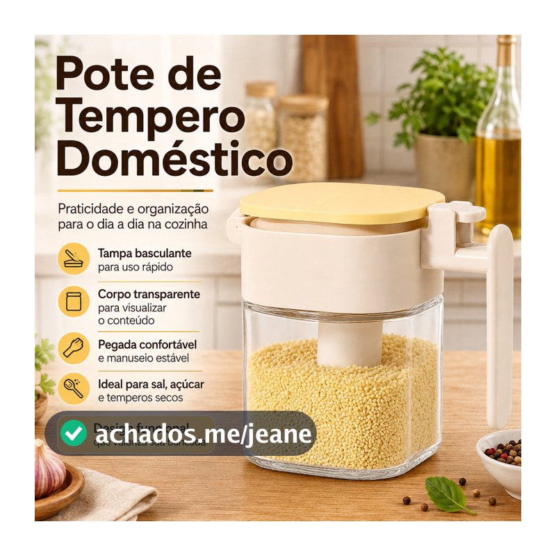 Porta Tempero com Colher 400ML À Prova de Umidade para Sal Açúcar e Condimentos na Mesa da Cozinha Pote de Especiarias