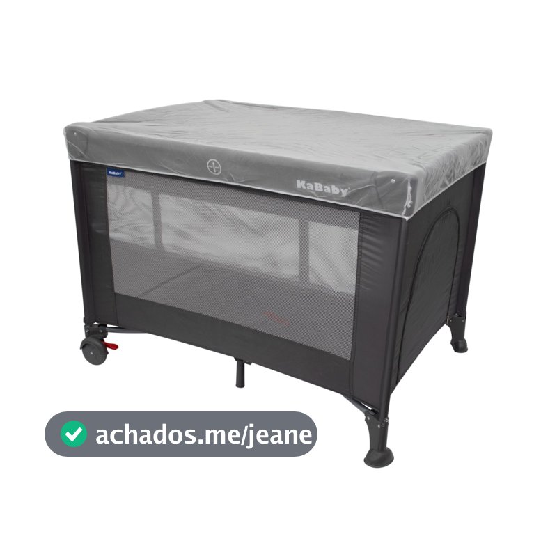 Berço Portátil Infantil Cercado Desmontável Com Bolsa Para Transporte e Mosquiteiro Explorer 0 a 15kg Cinza - KaBaby