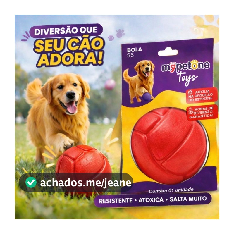 Bola Lisa Maciça Resistente para Cachorro - 75mm 85mm 95mm - Mypetone - Vermelho