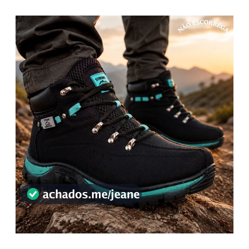 Bota Masculina  Coturno Adventure  Bota Trabalho Lona Reforçada Sola Borracha.