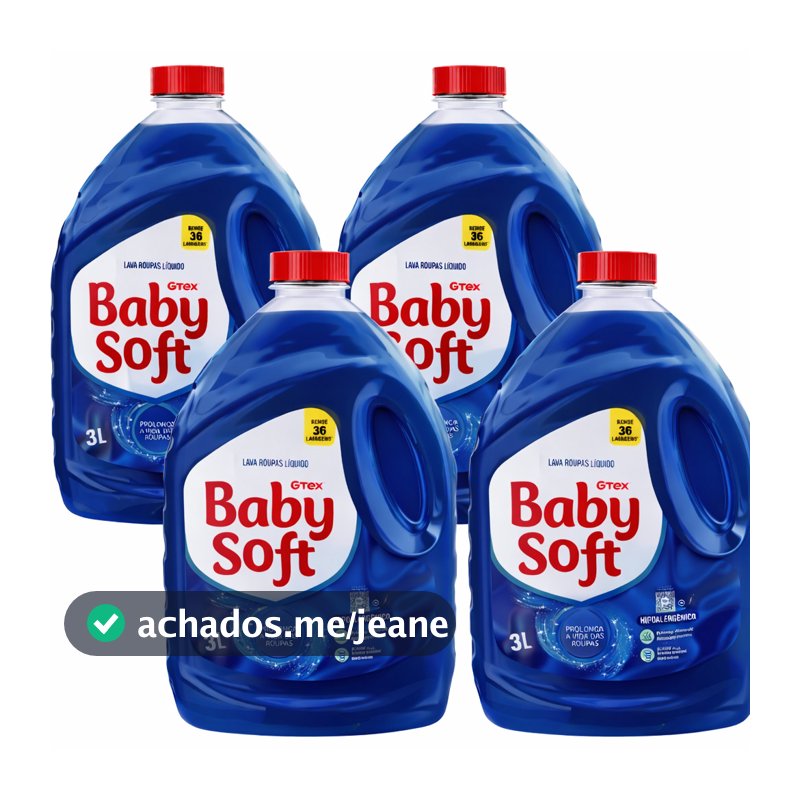 Kit 4 Lava Roupas Liquido Baby Soft Max Performance Azul - 3l