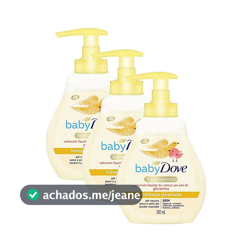 Kit 3 Sabonete Líquido Dove Baby Hidratação Glicerinada da Cabeça aos Pés 200ml