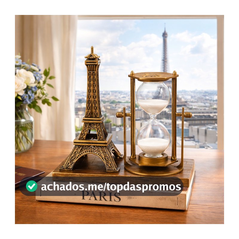 Kit Decoração Ampulheta de Areia Luxo com Torre Eiffel | Enfeite Para Escritório e Sala