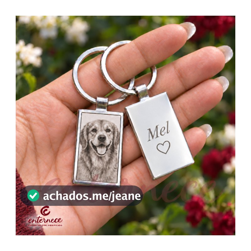 Chaveiro Personalizado Cachorro Pet Gato Foto Frase Gravação a Laser Inox