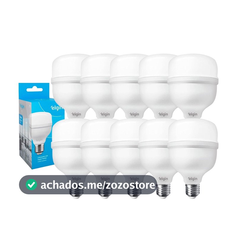 Kit 10 Lâmpadas Led Bulbo Elgin Alta Potência 20w Bivolt 6500k Branca Fria