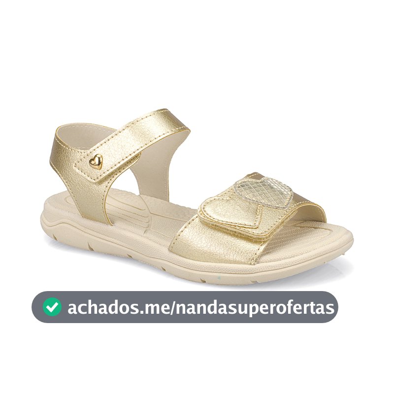 Sandália Infantil Menina Papete Feminina Verão Coração Brilho 4207 Pequito