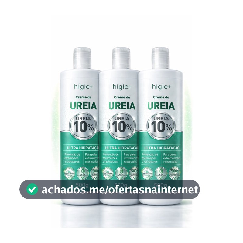 Kit 3 Creme de Ureia 10% 500g Ultra Hidratação Rosto Corpo e Pés