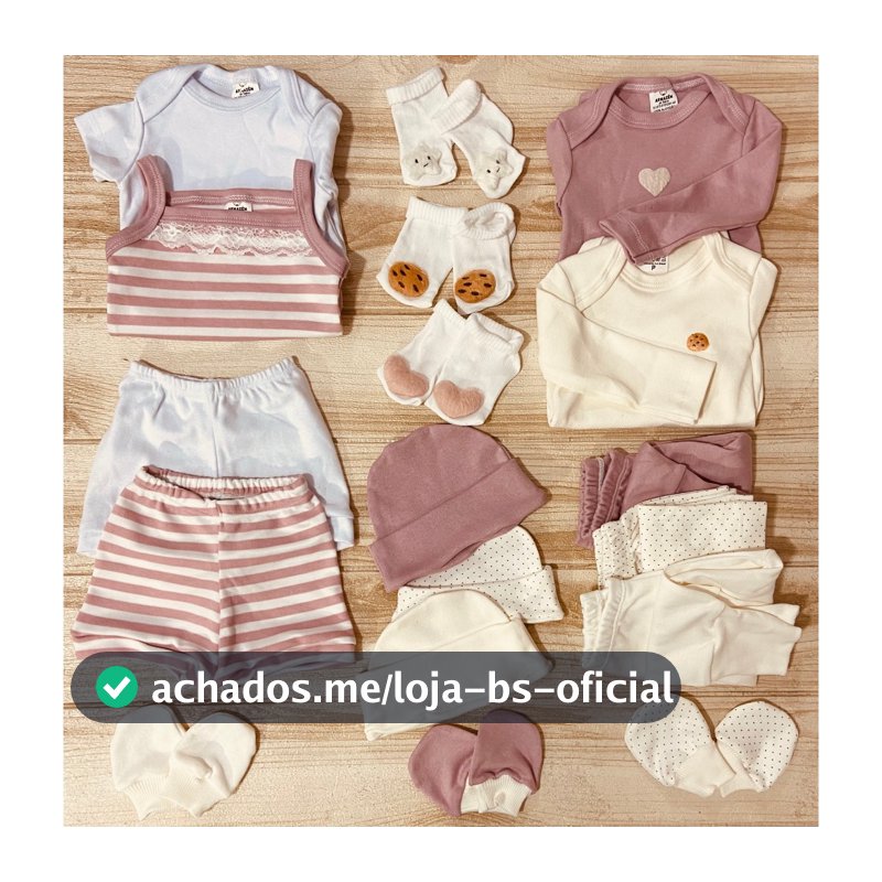 Kit Capsula Enxoval 18 Peças Roupa De Bebê pronto para Maternidade  Minimalista Boho Rosê Coração