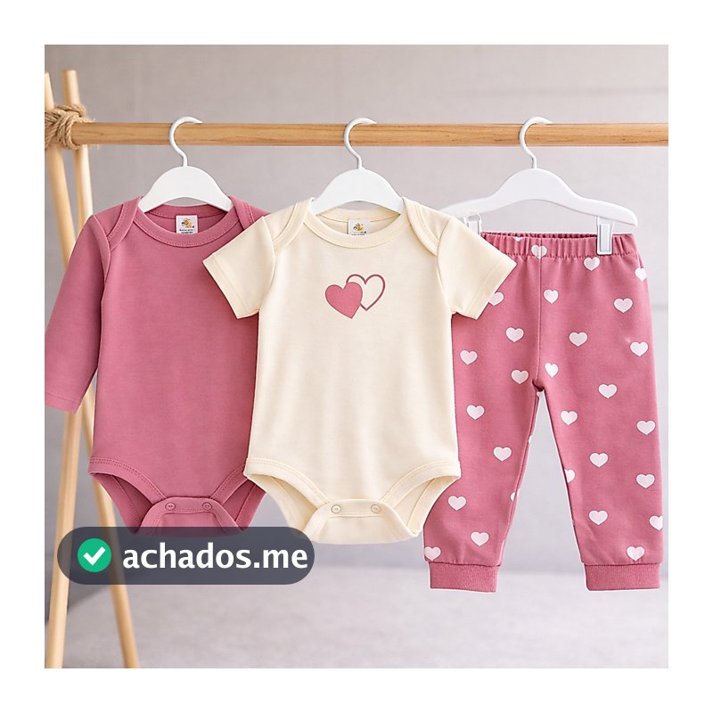 Conjunto Menina 3 Peças Roupa De Bebê Feminina Enxoval Algodão Kit Body Premium Conforto Total