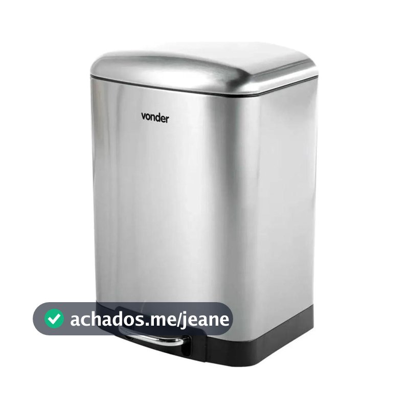 Lixeira Inox 30 Litros Retangular Com Pedal Tampa Amortecida Balde Removível Vonder