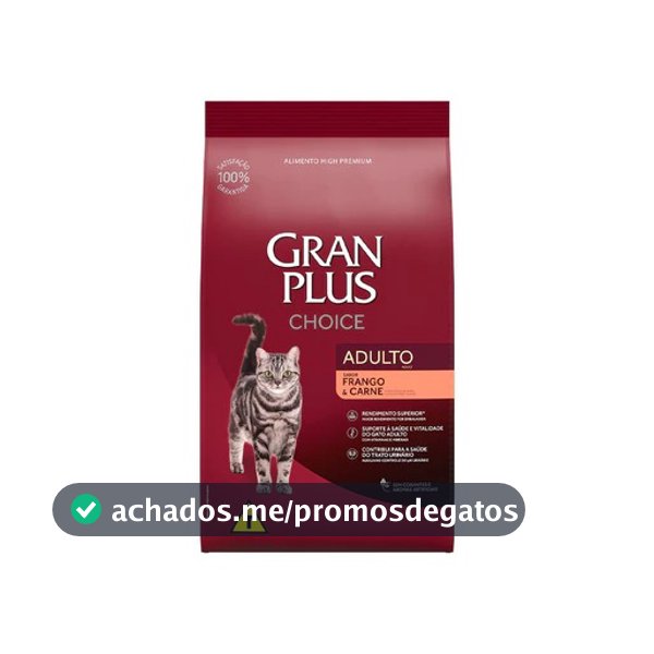 Ração GranPlus Choice Gatos Adultos Frango e Carne 10,1kg