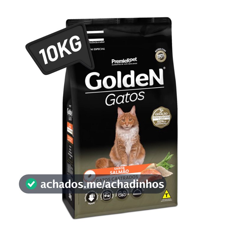 Ração Golden para Gatos Castrados – Sabor Salmão – 10,1kg