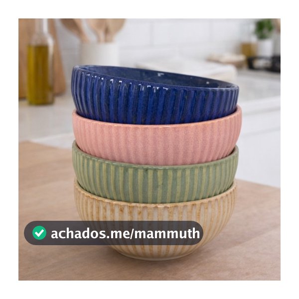 Tigela Bowl de Cerâmica Brilhante Canelado 350ml Sobremesa Frutas Porções