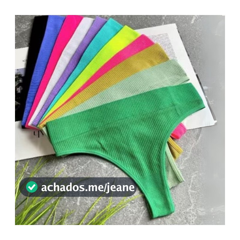 Kit Tanga Canelada Importada Fio Dental Calcinha Cintura Alta Pala Dupla