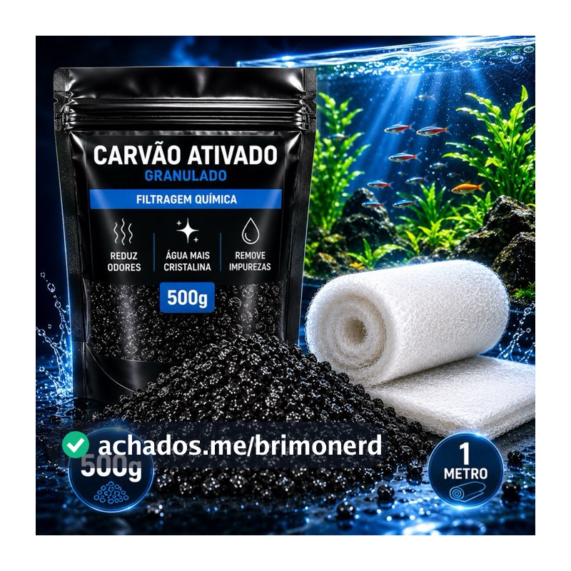 Kit Filtragem Manta Acrilica Perlon 1 metro x 1,40 metros + Carvão Ativado 500gramas