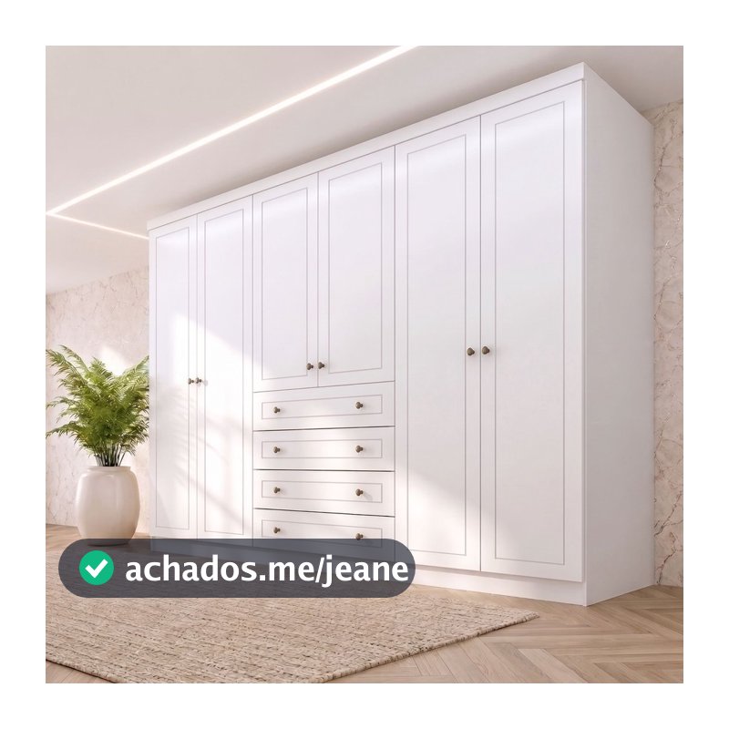 Guarda-Roupa Casal 6 Portas 4 Gavetas Nova York Espresso Móveis Branco Branco