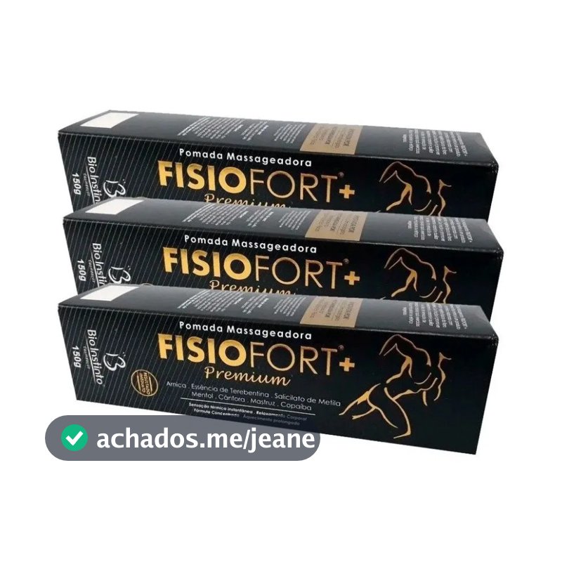 Kit 3 Pomada Fisiofort Premium Preta Dores Musculares Bio Instinto 150g