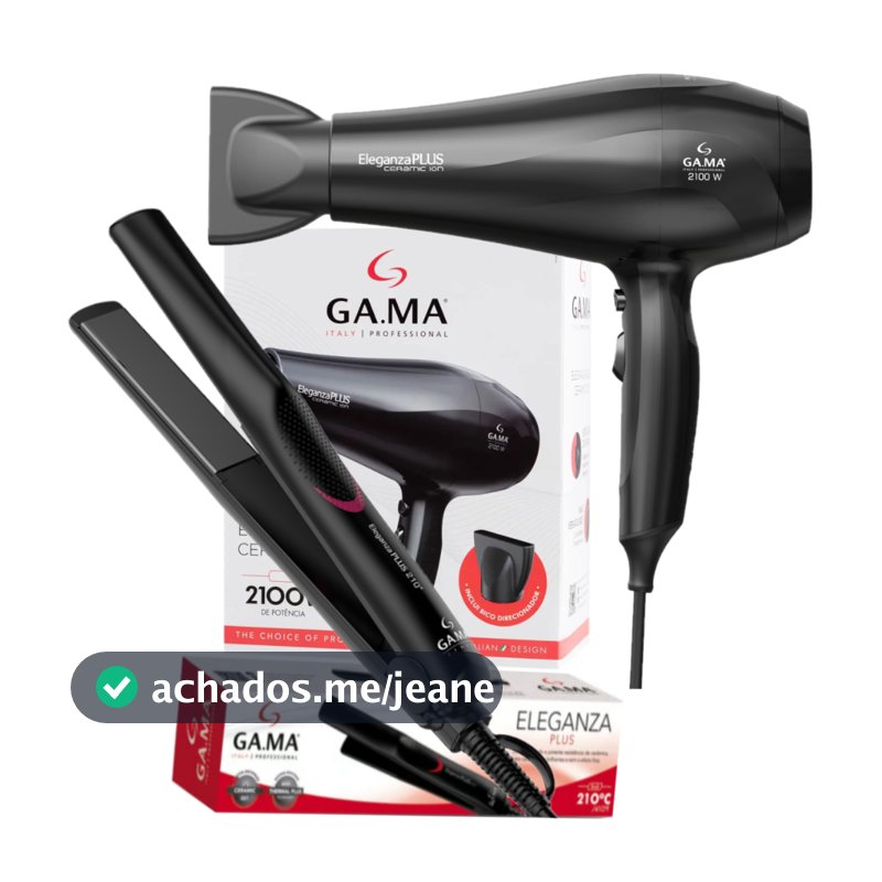 Secador GA.MA Italy Eleganza Plus Ceramic Íon 2100W e Prancha Eleganza Plus Ceramic Íon 210ºC