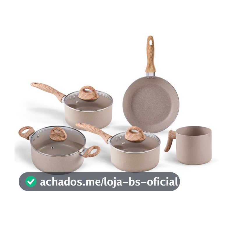Jogo de Panelas Brinox Ceramic Life 5 peças Smart Plus Areia - Com Indução