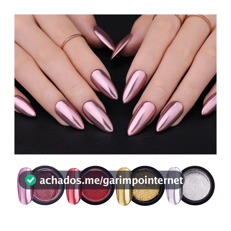 1 Caixa Espelho De Unhas Em Pó Glitter Pigmento Metálico Cor Para Arte Gel UV Polimento Rosa Ouro Prata Cores