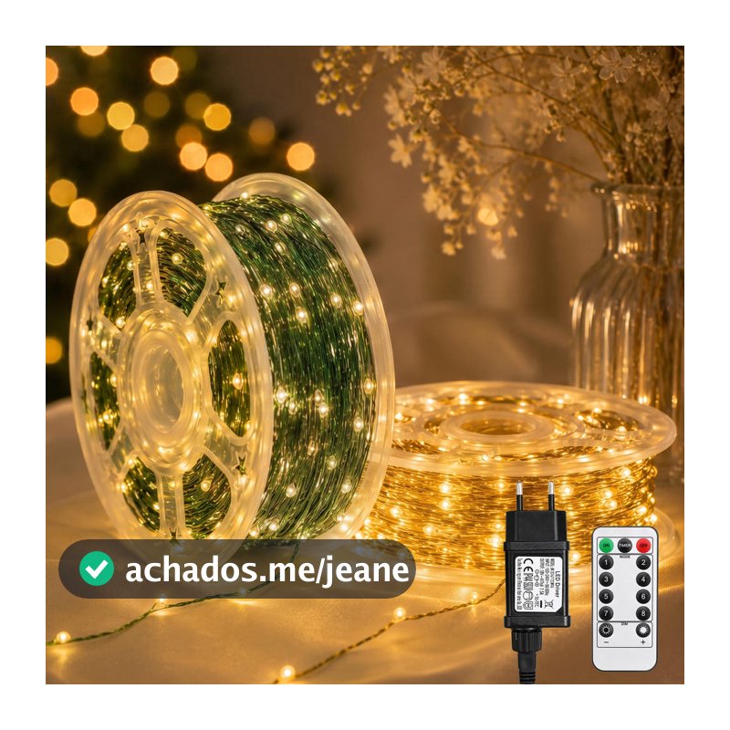 Enfeites de Natal 20m/30m/50m 200/300/500 LEDs Pisca Pisca 8 Modos Controle fio de fada Árvore Casa