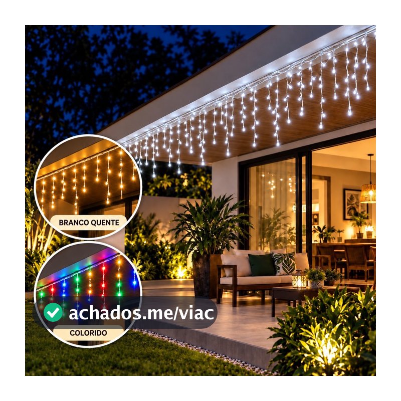 Cascata de Led Decoração Natal 8 Funções Cortina  3M 5M 7M 10 M Natal Luzes Pisca Pisca Iluminação