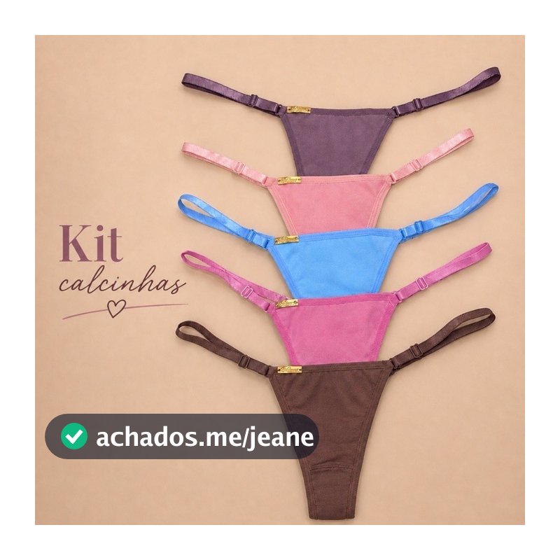 Kit Calcinhas Algodão Mel Regulável Na Lateral Tanga Fio Dental Conforto Premium 100% Algodão P Ao GG Fio Dental