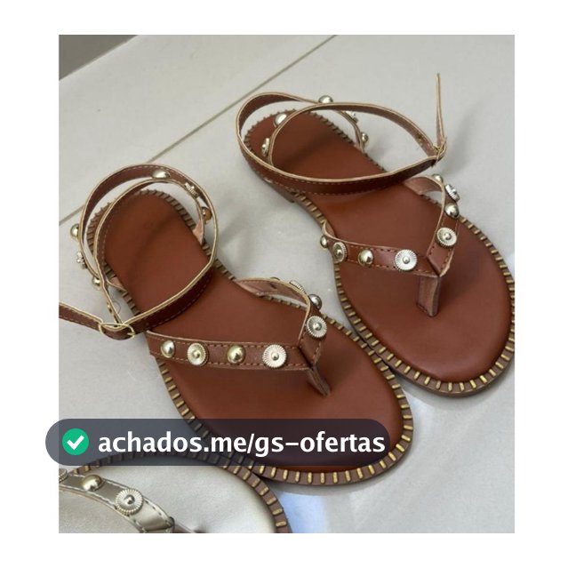 Sandália Rasteirinha Feminina de Dedinho Boho Chic Rivello Asa Delta Com Aplicações | Envio imediato