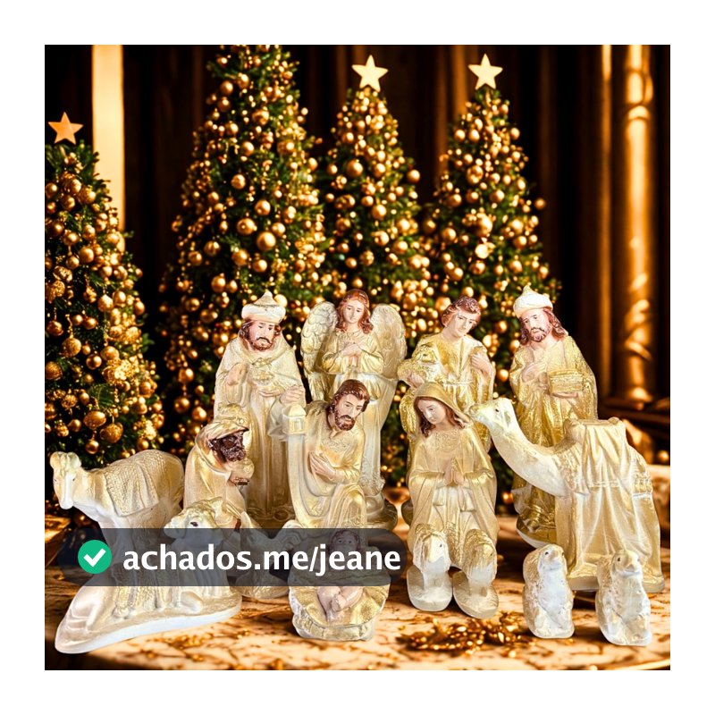 Presépio De Natal Completo Gesso Resinado 16 Peças - 22 Cm