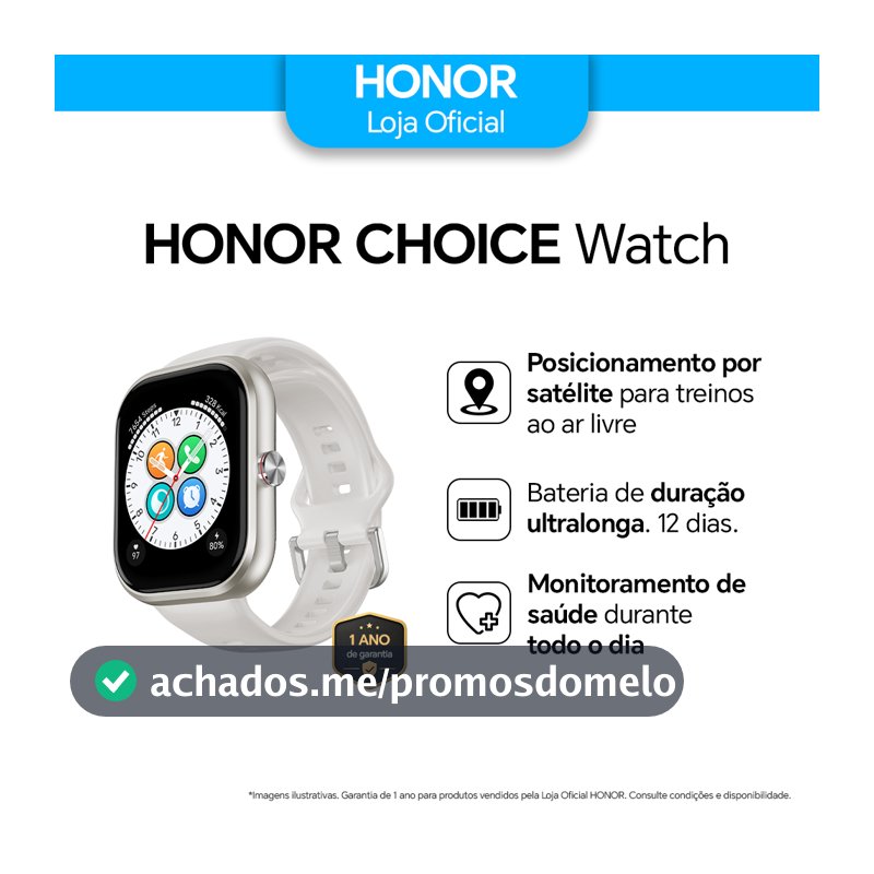 Relógio Smartwatch Honor Choice  Watch Tela Amoled 1.95 Com Gps Integrado Chamada Bluetooth Prova D'água 5atm