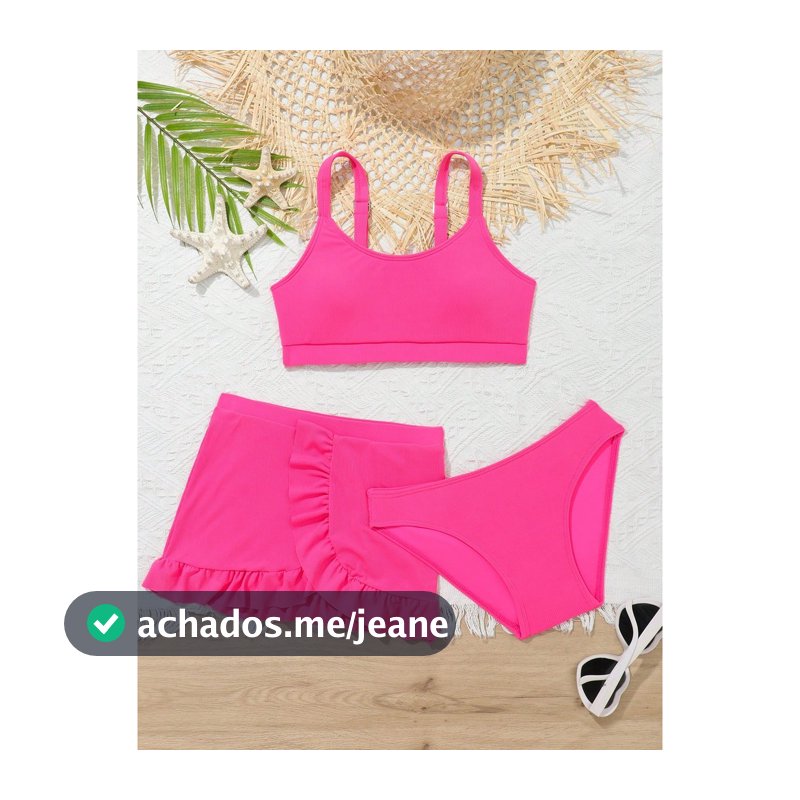 RWX VEST Conjunto Praia Juvenil: Biquíni com Saída de Praia Canelada em Cor Lisa  2025 - J3028