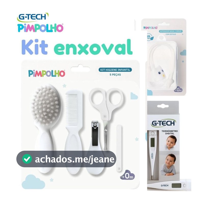 Kit Higiene para bebe 8 Peças Premium  – Com Termômetro G-Tech + Aspirador Nasal c/ Estojo Pimpolho e G-tech