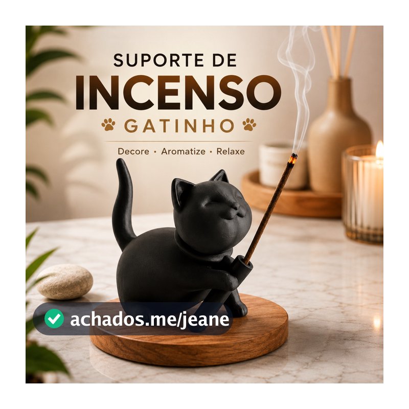Suporte de Incenso Incensário Gatinho Decorativo Porta Minimalista Moderno Casa Banheiro Sala