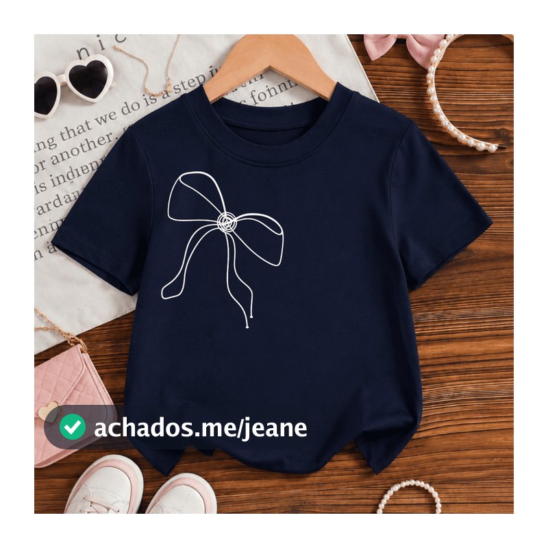 Camiseta Infantil T-Shirts Meninas Laço De Lado 2 Ao 16