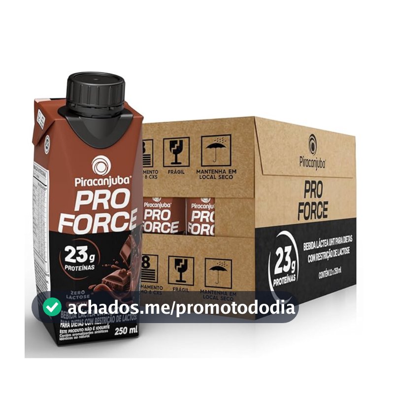Piracanjuba ProForce 23g de Proteínas Zero Lactose Cacau - 36 Unidades de 250ml