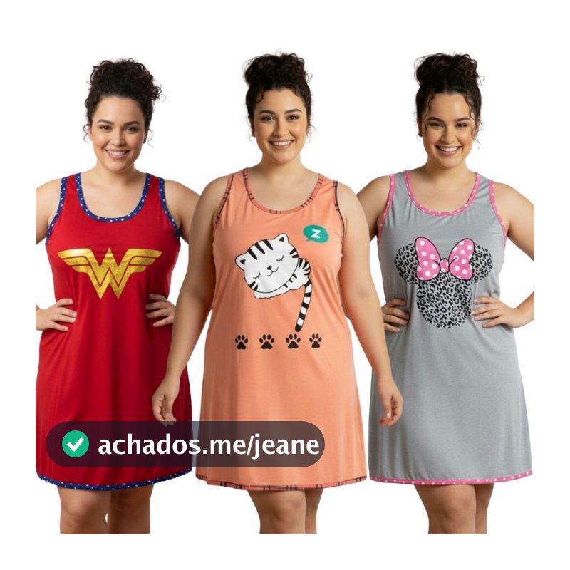 Camisola Regata Plus Size Personagem / Roupa de Dormir Plus Size / Camisão Plus Size