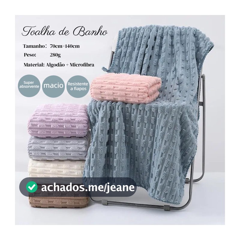 Toalhas de banho Microfibra 70×140cm 280g – Praia, Piscina, Rápida Secagem, Macia e Confortável