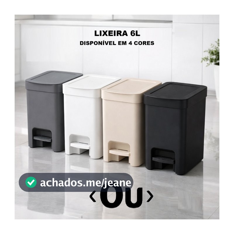 Lixeira com Pedal 6L OU Trium – Compacta, Moderna para Banheiro e Cozinha