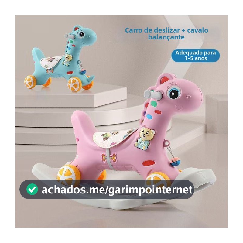 Carrinho de Bebê Cavalinho de Balanço 2 em 1 - Brinquedo Multifuncional de Pônei--3602