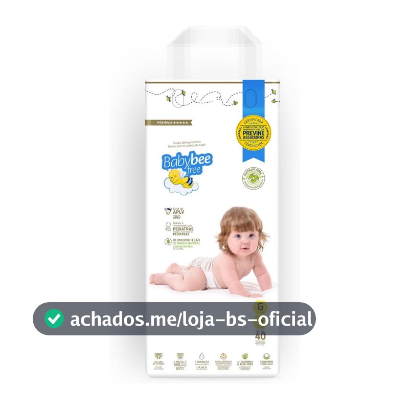 Fralda Premium Dermoprotetora Bebê Pele Sensível APLV Livre Baby Bee Free Vários Tamanhos