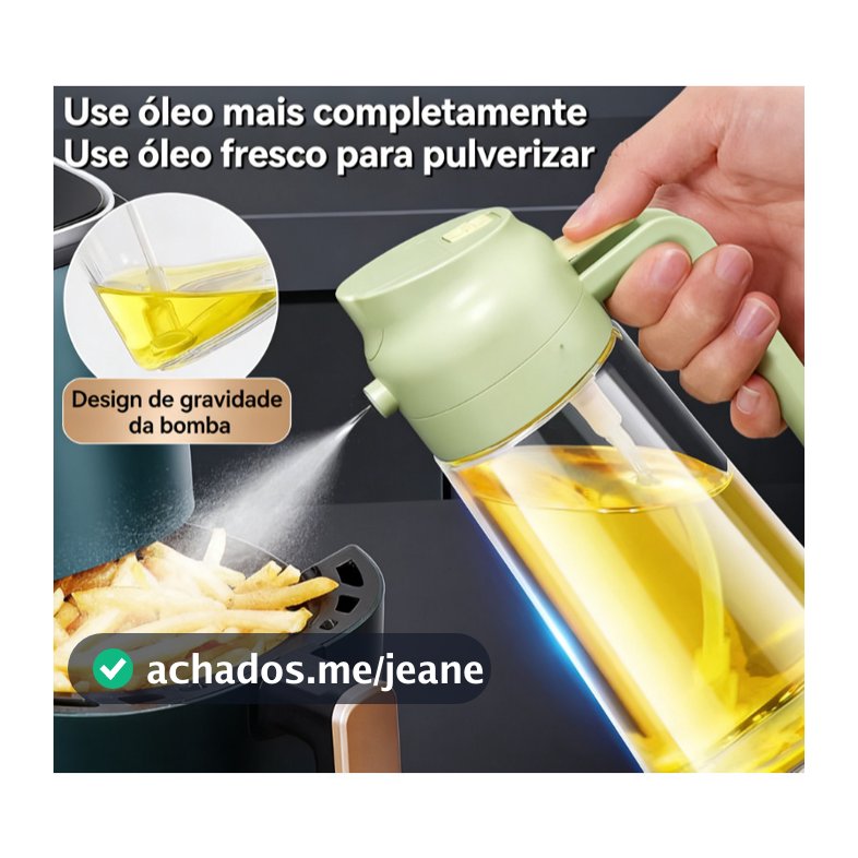 Azeiteiro Vinagreiro Spray de Vidro 470ml | Botão Spray, Bico Dosador, Tampa e Alça Plástica