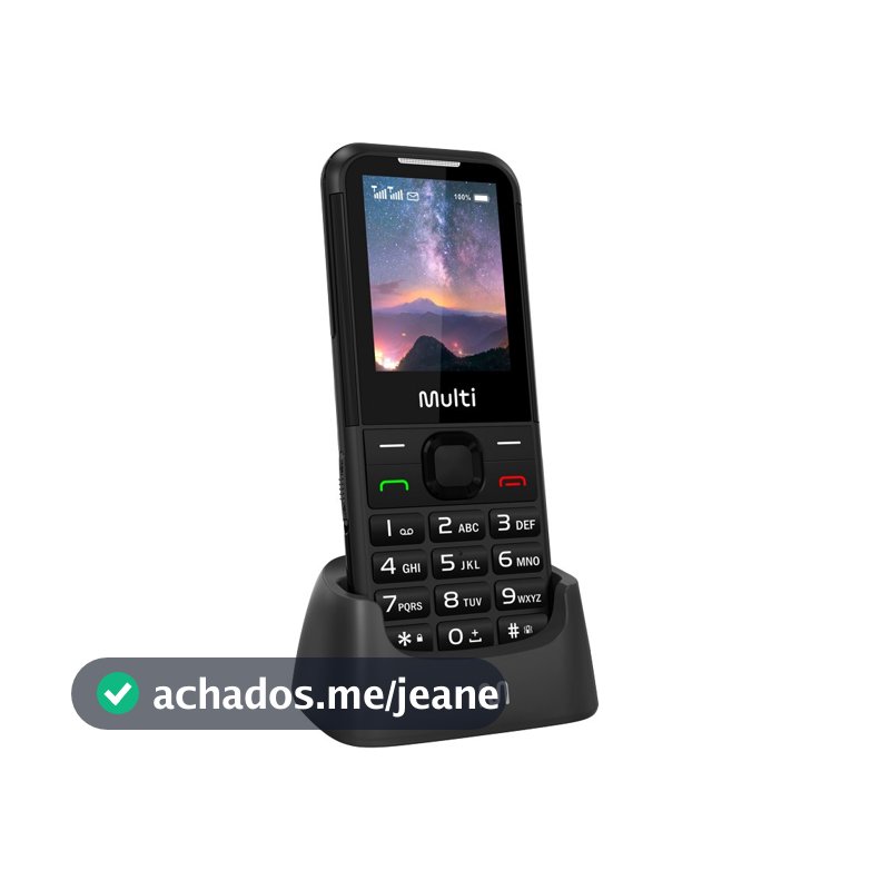 Celular Multi Vita 4G C/ Base Carregadora Dual Chip, Botão SOS, Câmera Preto - P9225