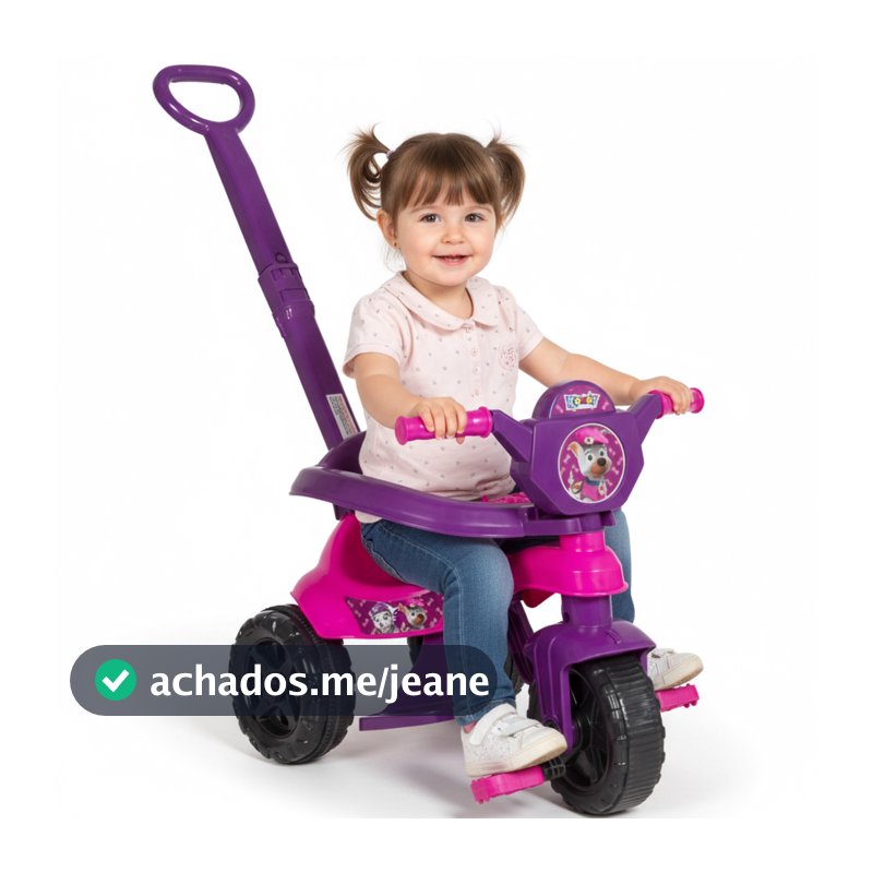 Triciclo Motoca Velotrol Infantil Completo C/ Pedal Empurrador e Protetor | Certificação Inmetro
