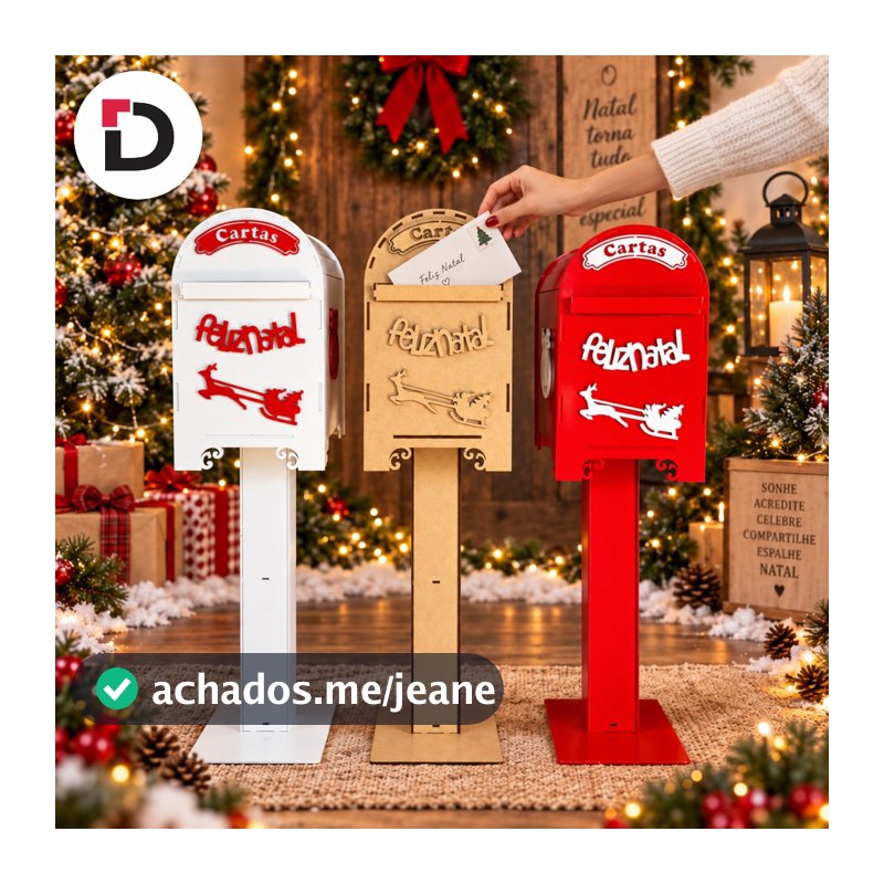 Porta Cartas Mdf Pedestal Natal Decoração Natalina Cartinhas Papai Noel