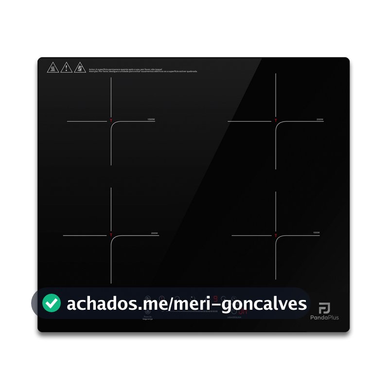 Cooktop Indução 4 Bocas 7000W Preto 220V Painel Touch Embutir Mesa Vitrocerâmica  Panda Plus