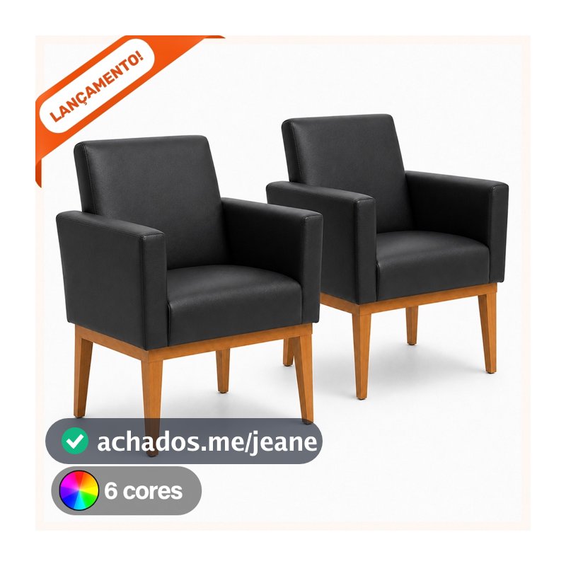 Kit 2 Poltronas Decorativas Para Sala Nina Base Reforçada Corino Aninha Decor