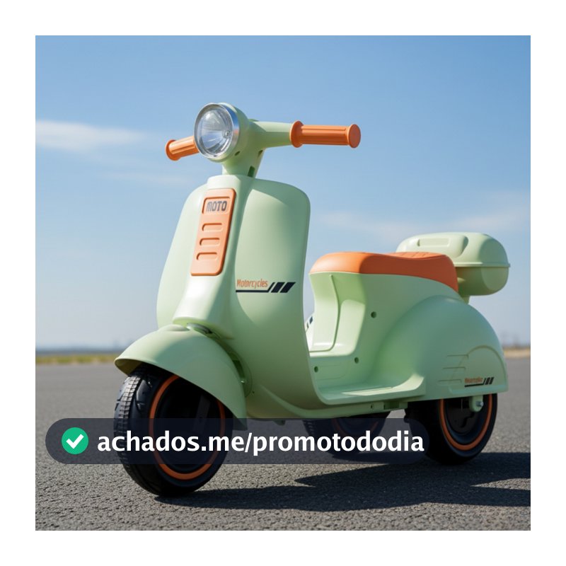 Mini Moto Elétrica Infantil 6V Scooter Retrô com Luz e Som Brinq Kids