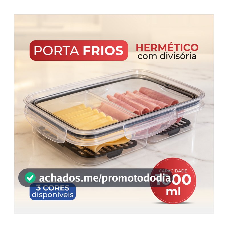 Porta Frios com Tampa Hermética Divisórias com Escorredor Porta Queijo Marmita com Divisória Primax